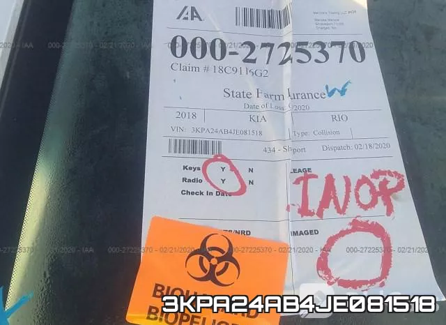 3KPA24AB4JE081518 фото 8