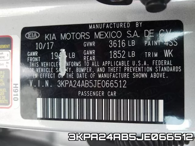 3KPA24AB5JE066512 фото 2