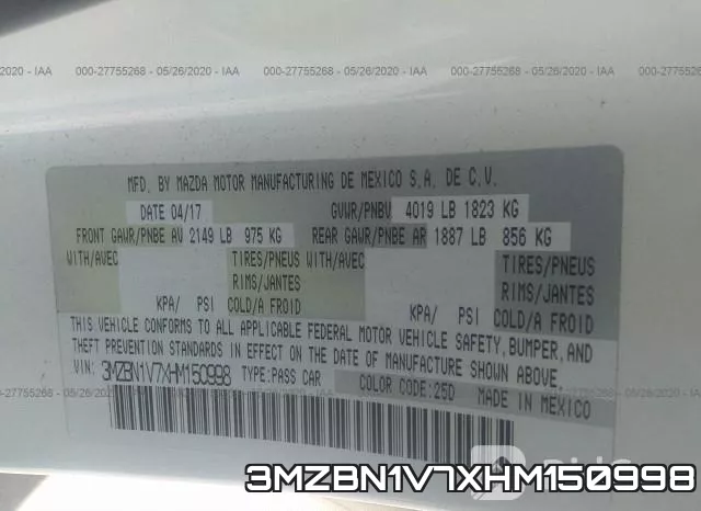 3MZBN1V7XHM150998 фото 10