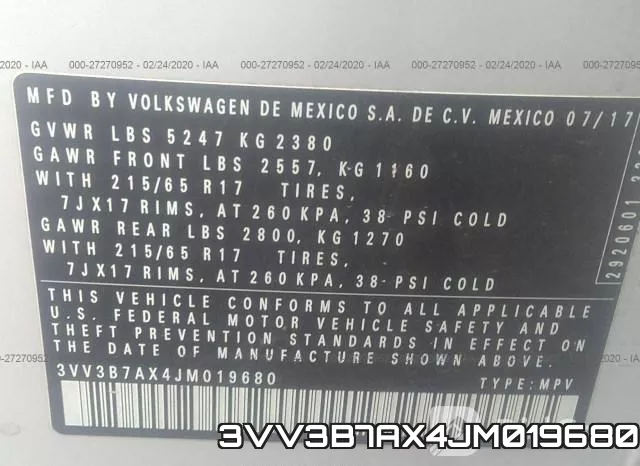 3VV3B7AX4JM019680 фото 10