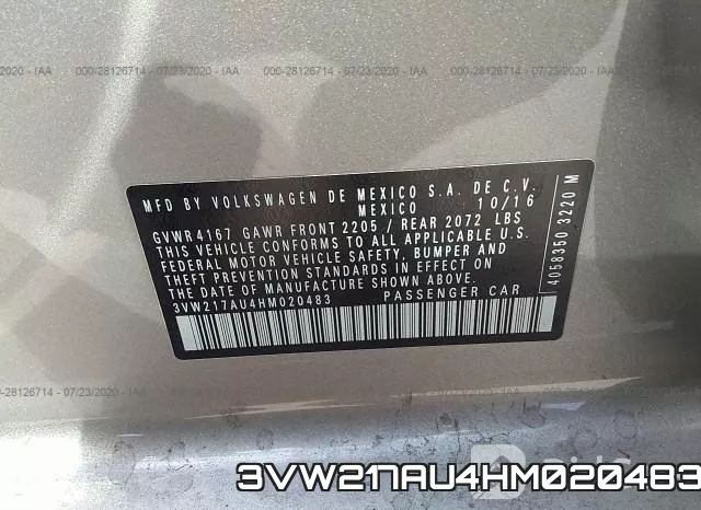 3VW217AU4HM020483 фото 10