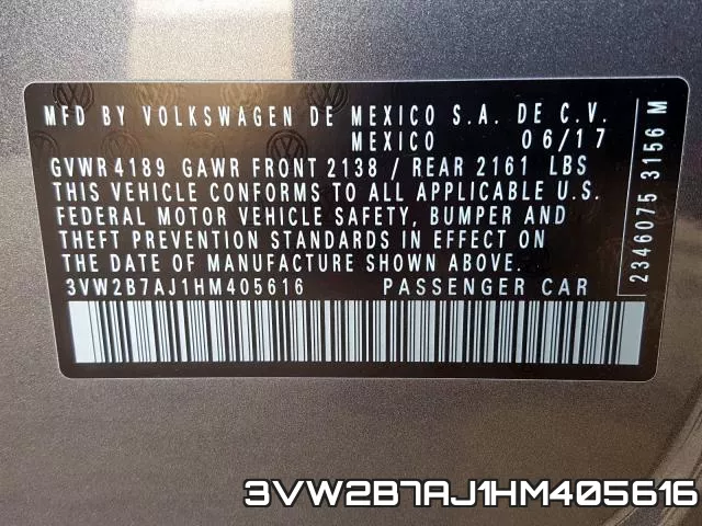 3VW2B7AJ1HM405616 фото 2