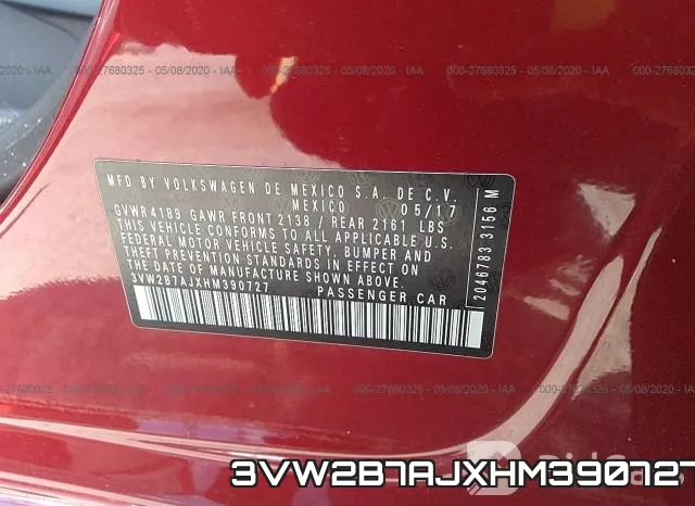 3VW2B7AJXHM390727 фото 10