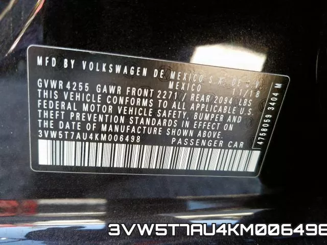 3VW5T7AU4KM006498 фото 2