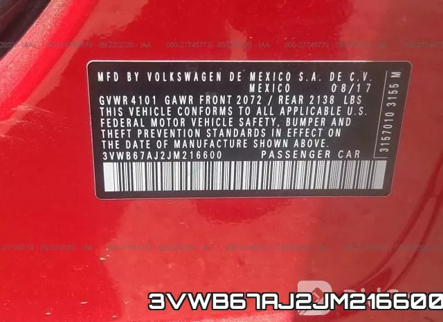 3VWB67AJ2JM216600 фото 10