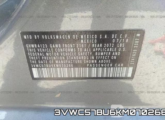 3VWC57BU6KM070266 фото 10