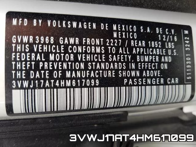 3VWJ17AT4HM617099 фото 2