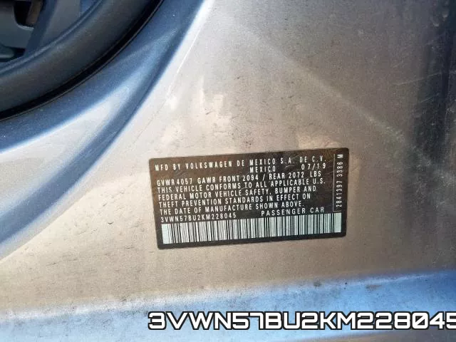 3VWN57BU2KM228045 фото 2