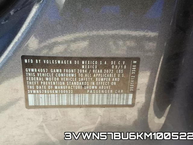 3VWN57BU6KM100522 фото 2