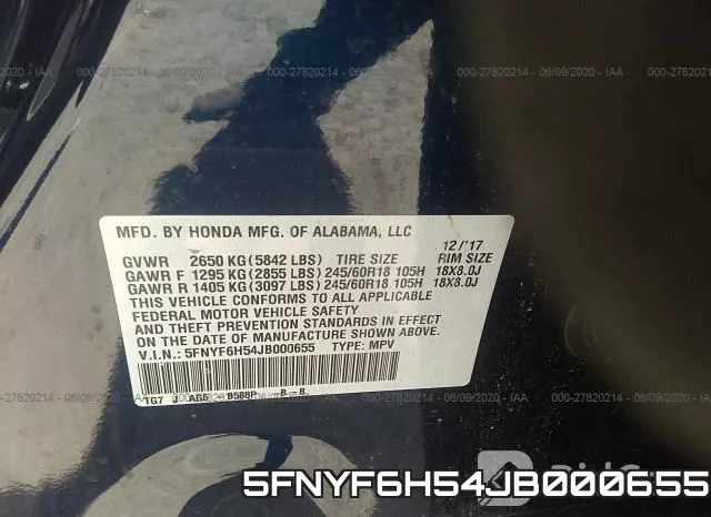 5FNYF6H54JB000655 фото 10