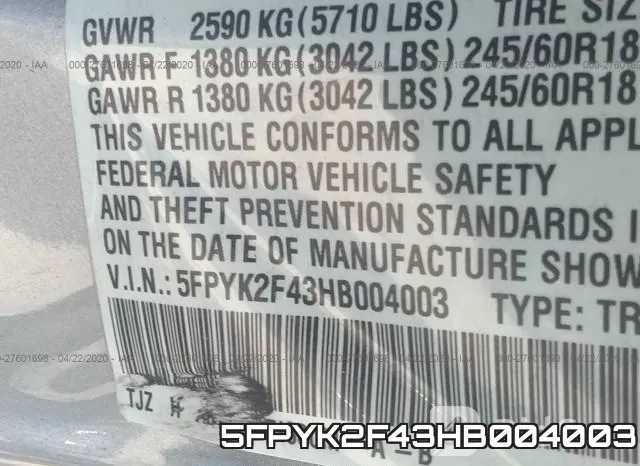 5FPYK2F43HB004003 фото 10