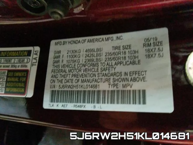 5J6RW2H51KL014681 фото 2