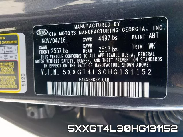 5XXGT4L30HG131152 фото 2