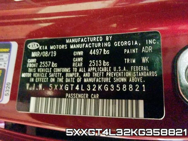 5XXGT4L32KG358821 фото 2