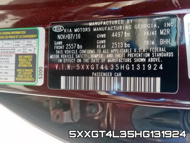 5XXGT4L35HG131924 фото 2