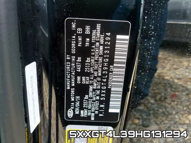 5XXGT4L39HG131294 фото 2