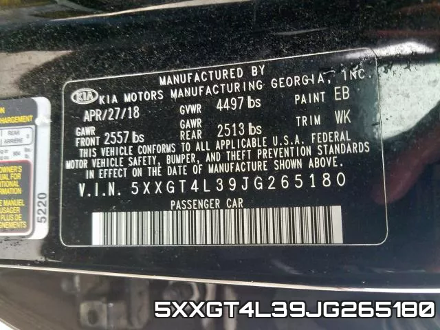 5XXGT4L39JG265180 фото 2