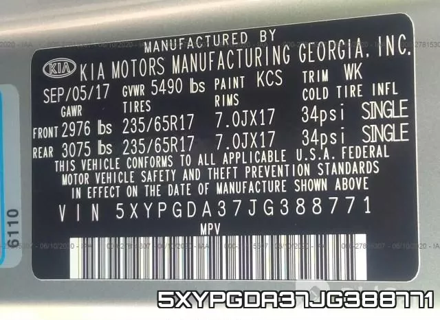 5XYPGDA37JG388771 фото 10