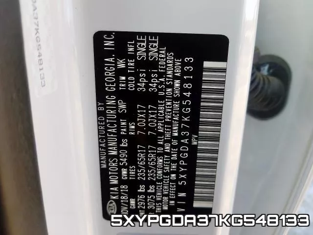 5XYPGDA37KG548133 фото 2