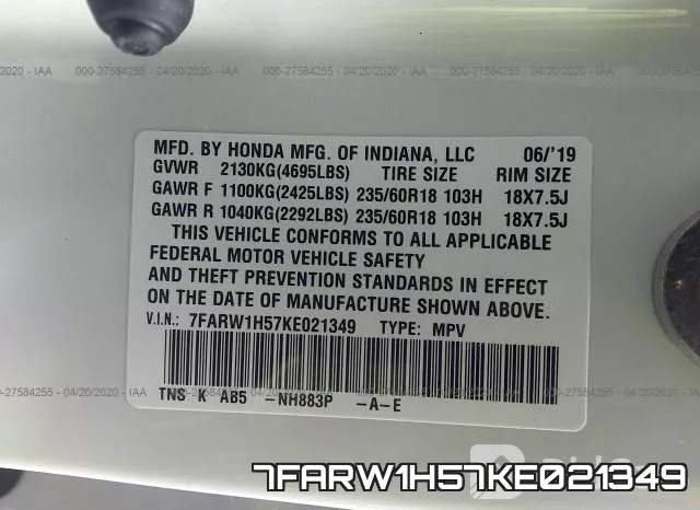 7FARW1H57KE021349 фото 10
