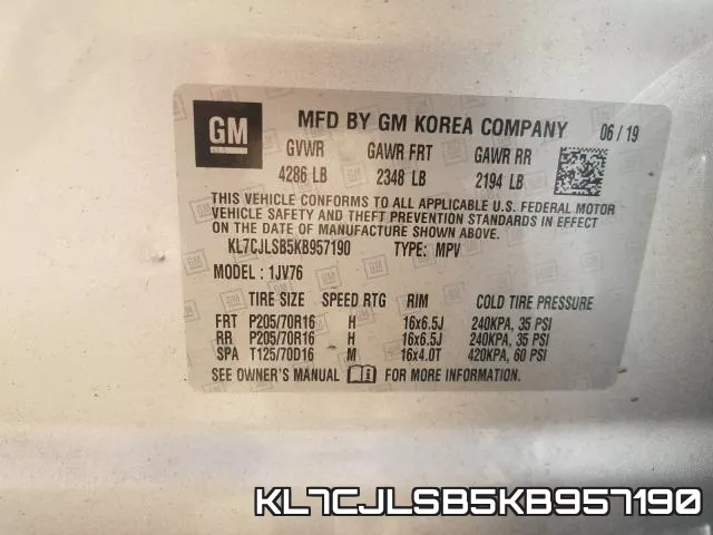 KL7CJLSB5KB957190 фото 2