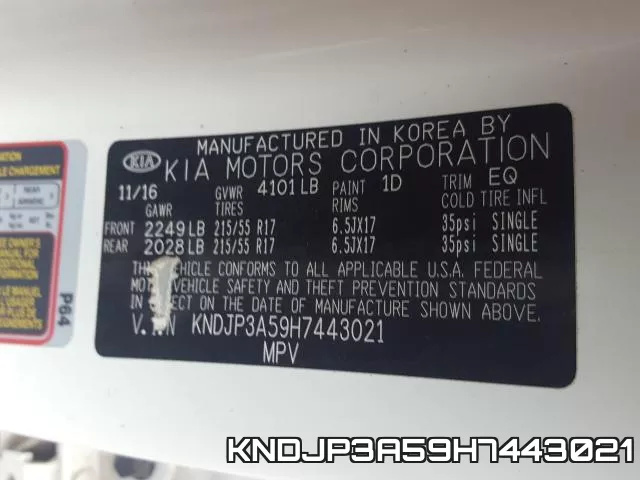 KNDJP3A59H7443021 фото 2