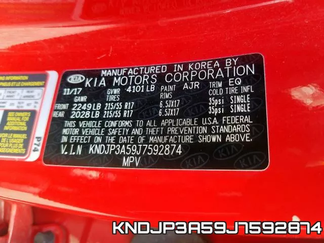 KNDJP3A59J7592874 фото 2