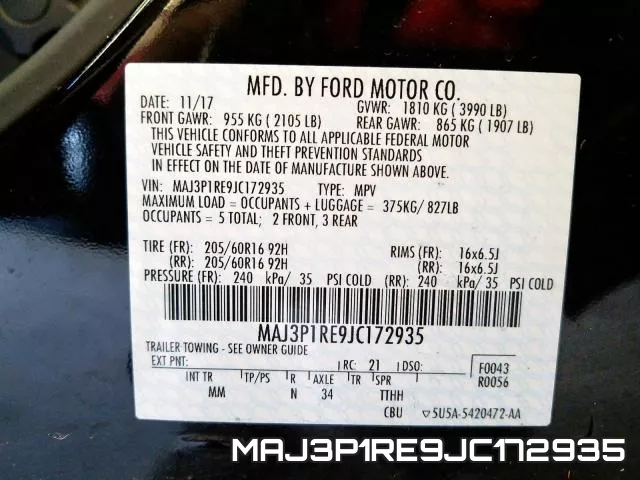 MAJ3P1RE9JC172935 фото 2