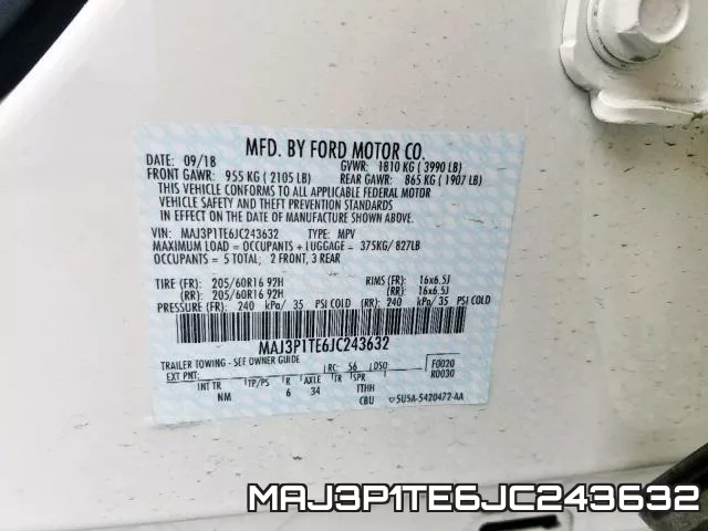 MAJ3P1TE6JC243632 фото 2