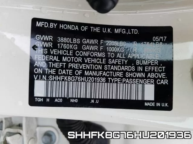 SHHFK8G76HU201936 фото 2