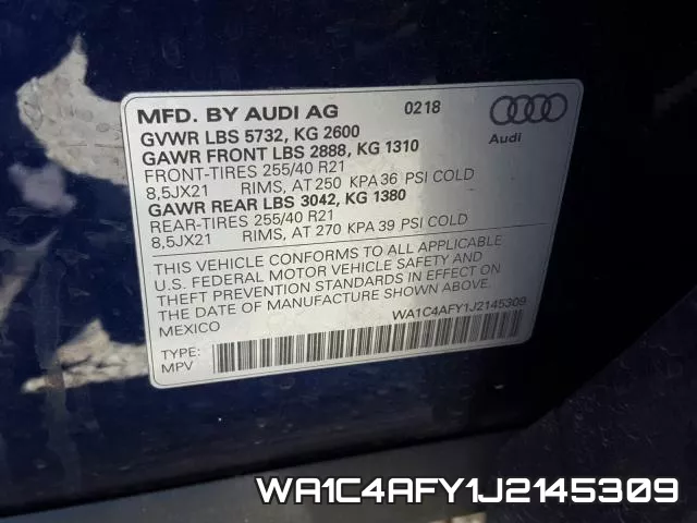 WA1C4AFY1J2145309 фото 2