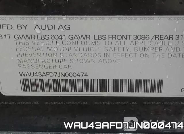 WAU43AFD7JN000474 фото 10