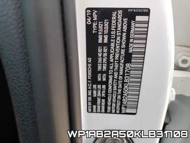 WP1AB2A50KLB31708 фото 2