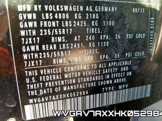 WVGAV7AXXHK052984 фото 2