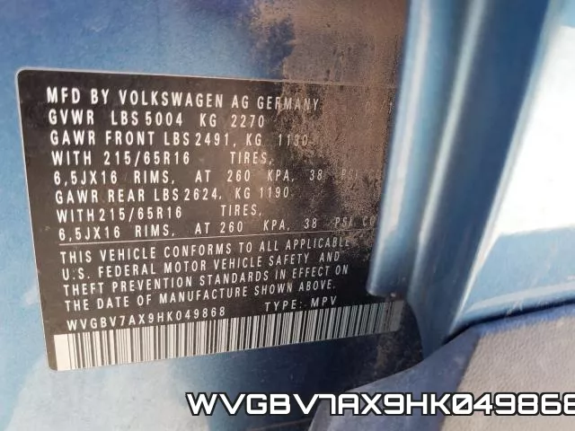 WVGBV7AX9HK049868 фото 2