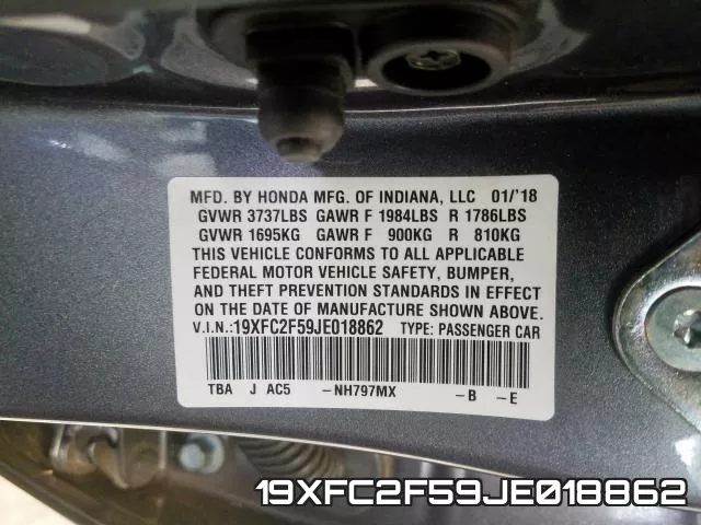 19XFC2F59JE018862 фото 2