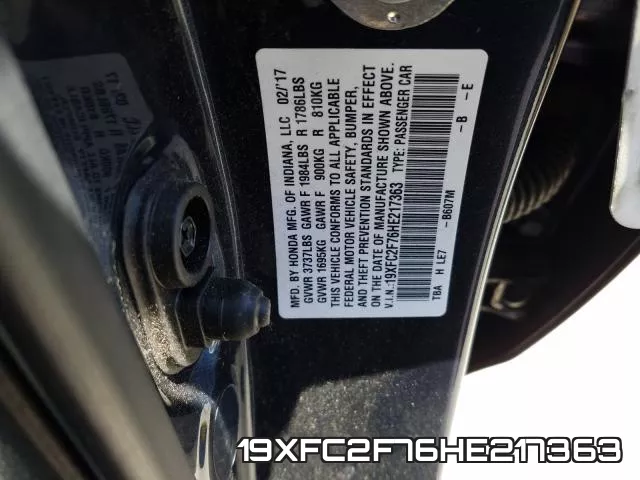 19XFC2F76HE217363 фото 2