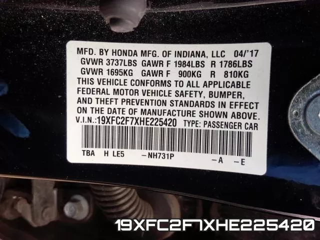 19XFC2F7XHE225420 фото 2
