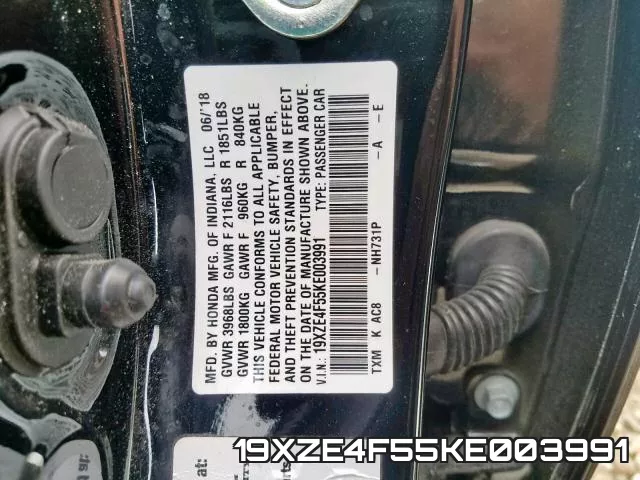 19XZE4F55KE003991 фото 2