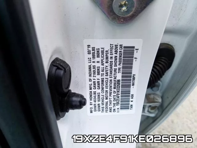 19XZE4F91KE026896 фото 2