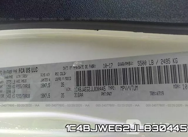 1C4BJWEG2JL830445 фото 10
