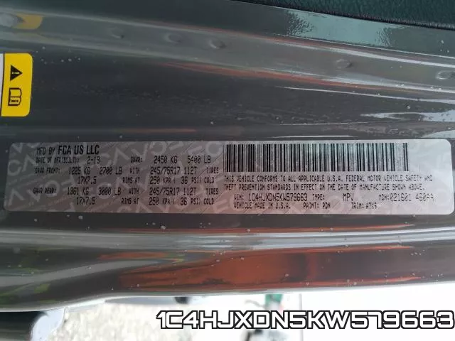 1C4HJXDN5KW579663 фото 2