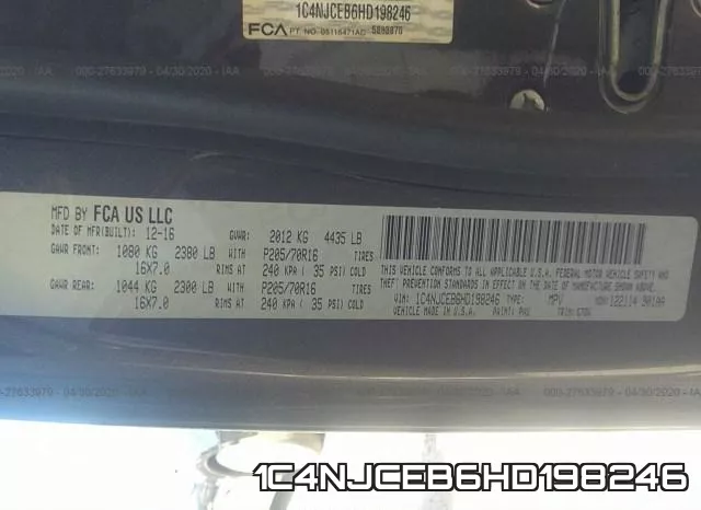 1C4NJCEB6HD198246 фото 10