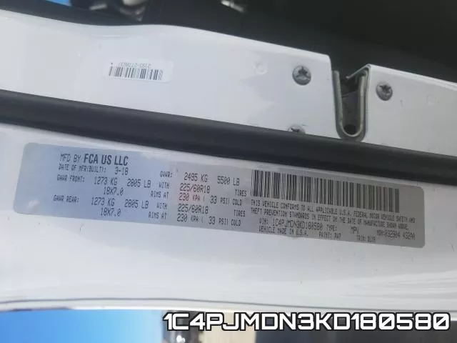 1C4PJMDN3KD180580 фото 2