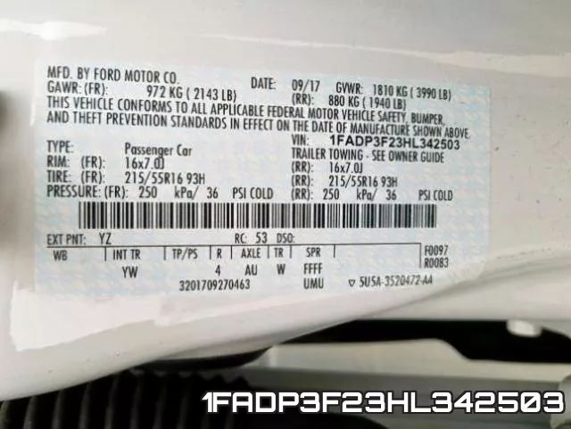 1FADP3F23HL342503 фото 2