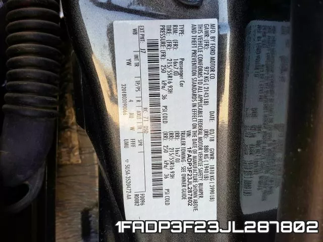 1FADP3F23JL287802 фото 2