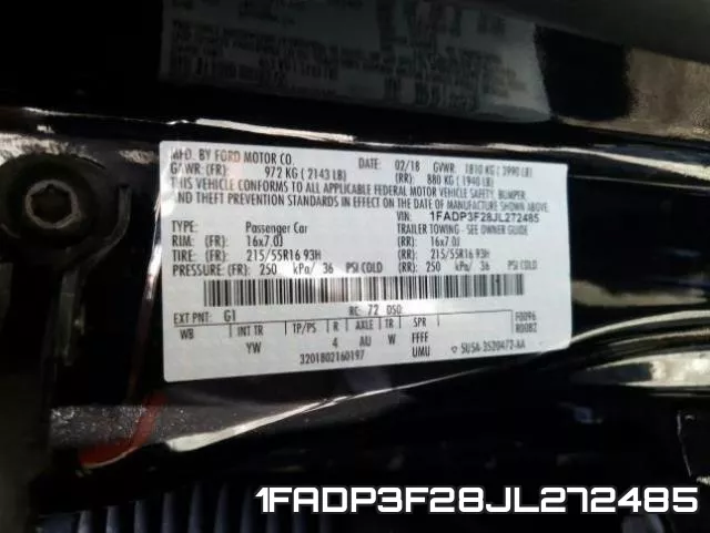 1FADP3F28JL272485 фото 2