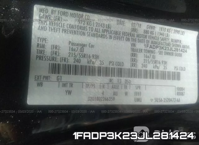 1FADP3K23JL281424 фото 10