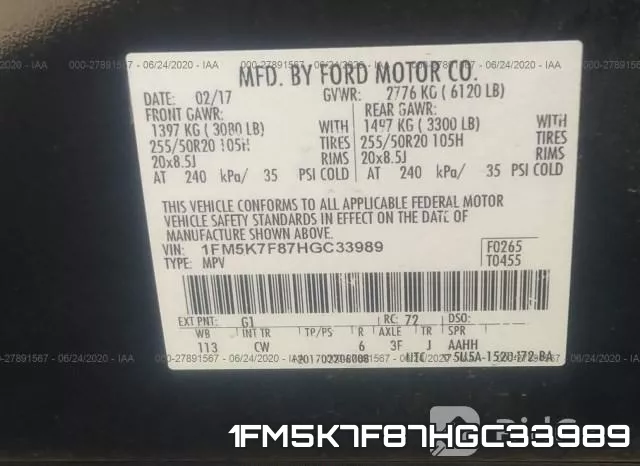 1FM5K7F87HGC33989 фото 10