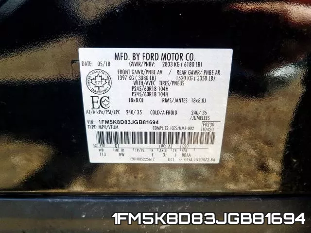 1FM5K8D83JGB81694 фото 2